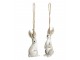 Set 2ks krémová antik závěsná dekorace králík - 3,5*3*8 cm Chic Antique