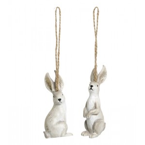 Set 2ks krémová antik závěsná dekorace králík - 3,5*3*8 cm