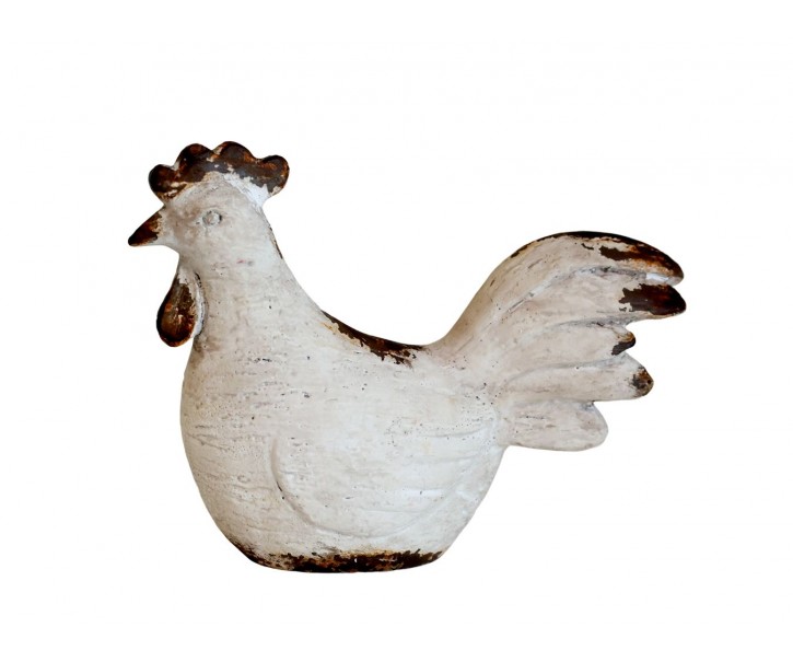 Béžová antik dekorace kohoutek - 15*6*12 cm Chic Antique