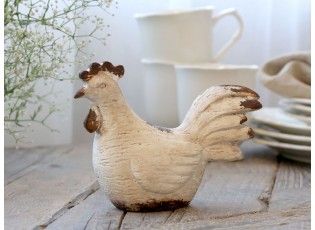 Béžová antik dekorace kohoutek Farm unique - 15*6*12 cm