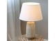 Stolní lampa s dřevěnou základnou a lněným stínidlem Popp - 37*57 cm/ E27 Chic Antique