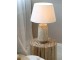 Stolní lampa s dřevěnou základnou a lněným stínidlem Popp - 37*57 cm/ E27 Chic Antique