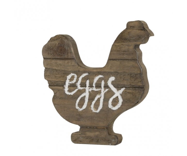 Přírodní antik dřevěná dekorace slepička Eggs - 15*2,5*16 cm Chic Antique