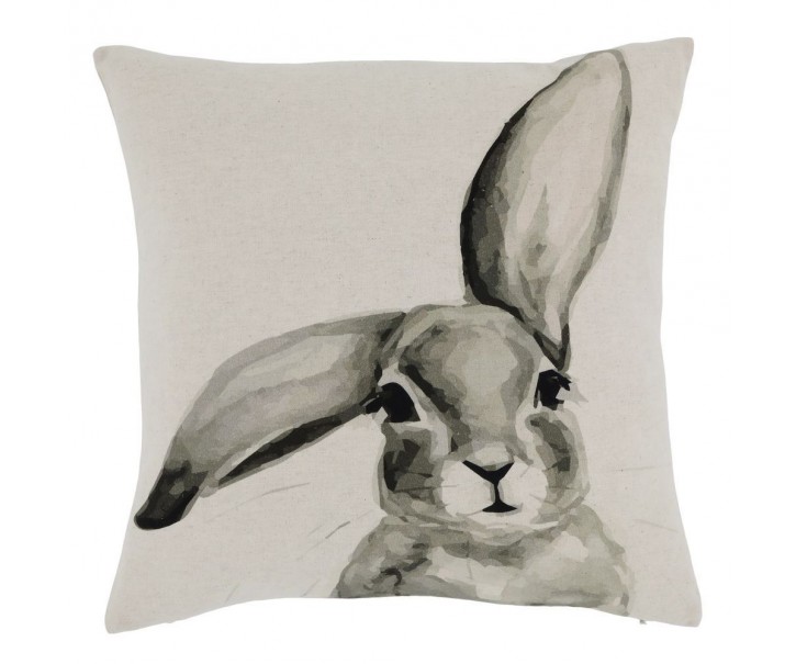 Béžový bavlněno-lněný povlak na polštář s králíčkem Rabbi - 45*45 cm Chic Antique