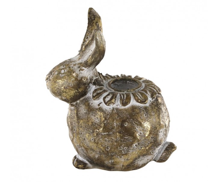 Mosazný antik svícen králík na úzkou svíčku Rabbi - 11*7*12 cm Chic Antique