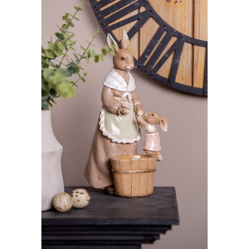 Dekorace králičí žena v šatech s malým králíčkem - 13*10*24 cm Clayre & Eef Dekorace králičí žena v šatech s malým králíčkem - 13*10*24 cm Clayre & Eef