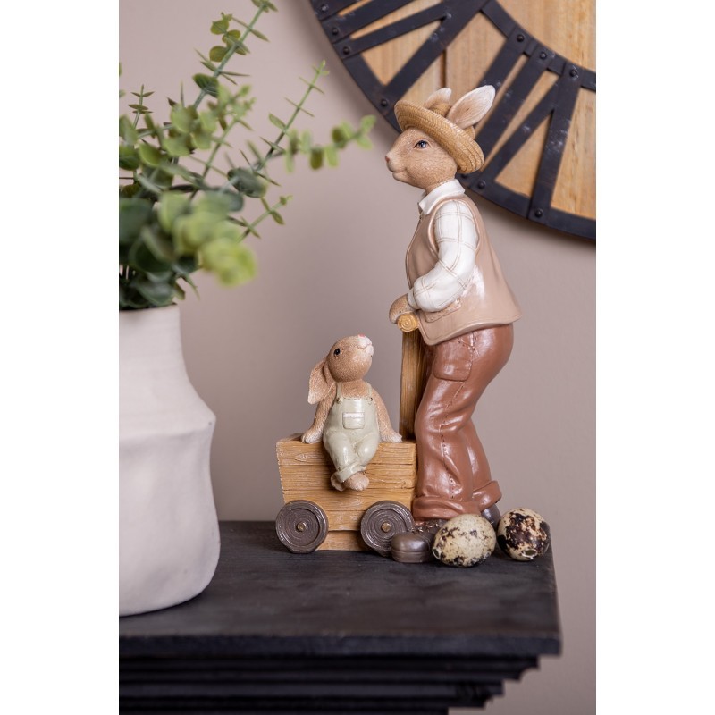 Dekorace figurka králík s malým králíčkem - 12*7*23 cm Clayre & Eef Dekorace figurka králík s malým králíčkem - 12*7*23 cm Clayre & Eef
