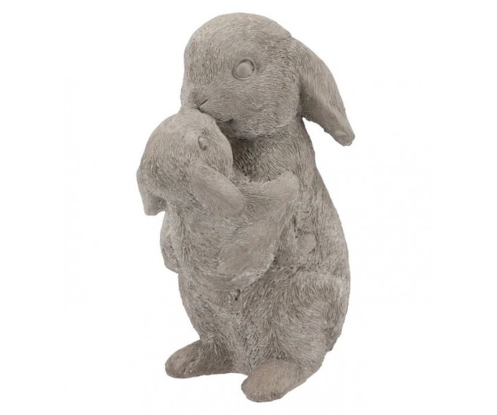 Šedá antik cementová dekorace králíčci Hugging Rabbit - 17*12*25 cm daan kromhout