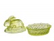 Zelená skleněná nádoba s víkem králík - 14*10*11cm/ 150ml J-Line by Jolipa
