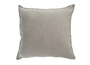 Zelený opraný lněný polštář s třásněmi Stonewashed - 45*10*45 cm