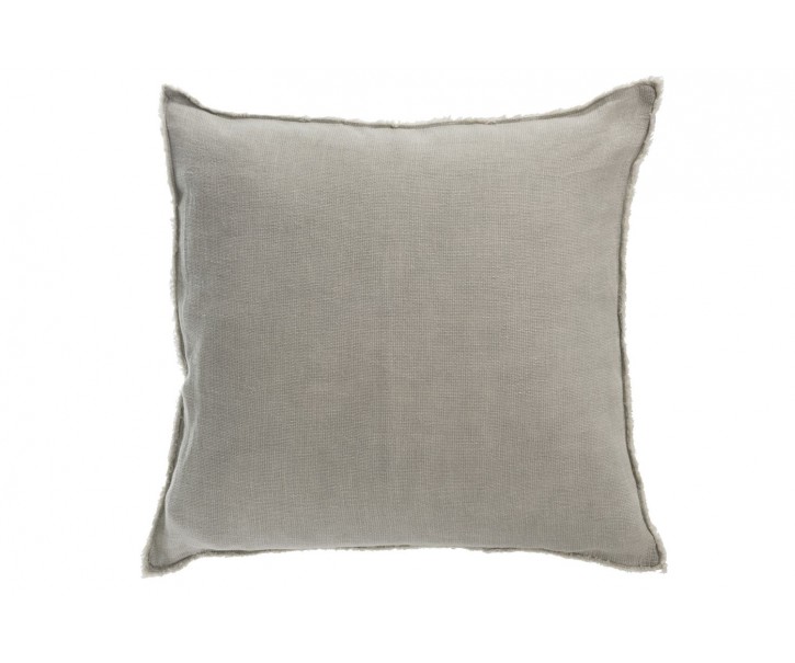 Zelený opraný lněný polštář s třásněmi Stonewashed - 45*10*45 cm J-Line by Jolipa