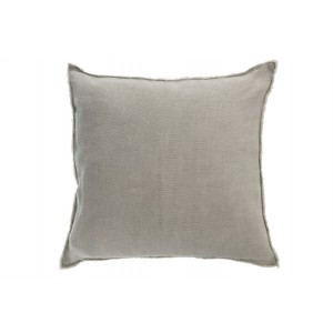 Zelený opraný lněný polštář s třásněmi Stonewashed - 45*10*45 cm