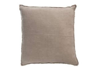 Taupe opraný lněný polštář s třásněmi Stonewashed - 45*10*45 cm