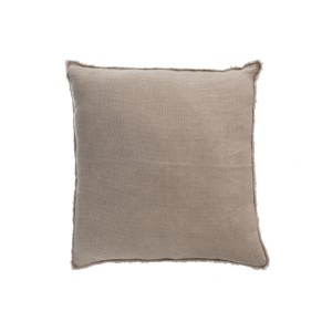 Taupe opraný lněný polštář s třásněmi Stonewashed - 45*10*45 cm