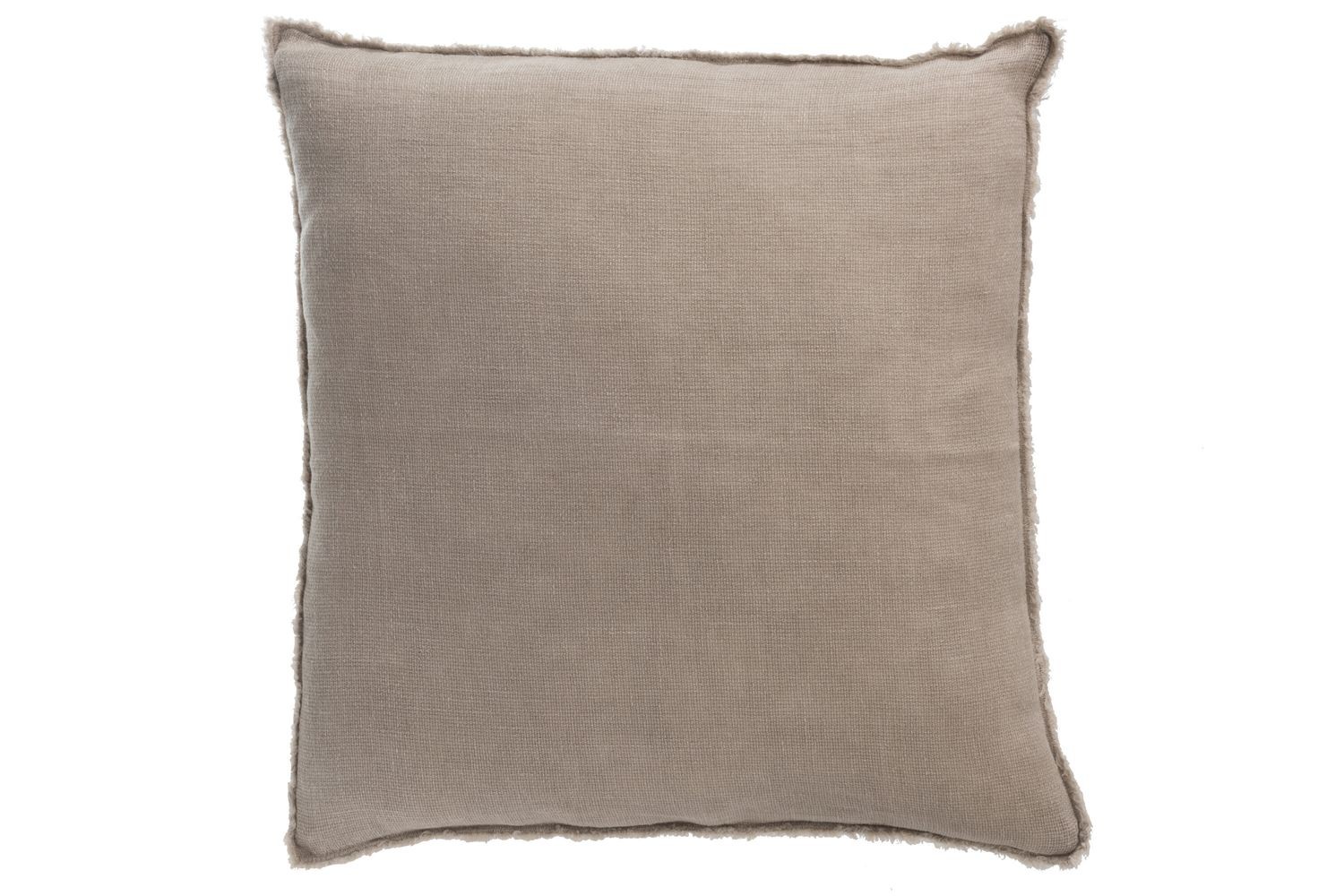 Taupe opraný lněný polštář s třásněmi Stonewashed - 45*10*45 cm