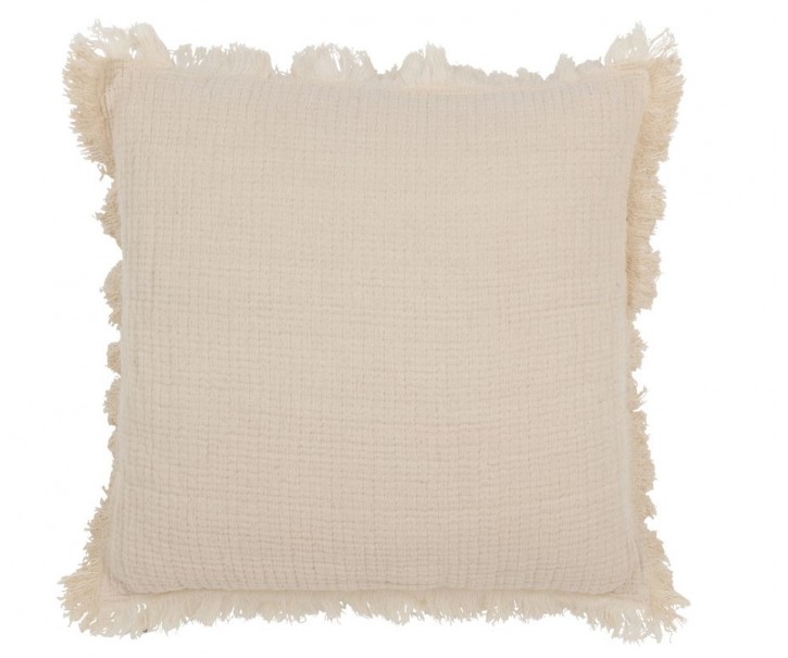 Béžový mušelínový polštář s třásněmi Muslin - 45*10*45 cm J-Line by Jolipa