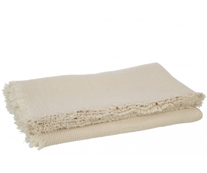 Béžový mušelínový pléd s třásněmi Muslin - 130*180 cm J-Line by Jolipa