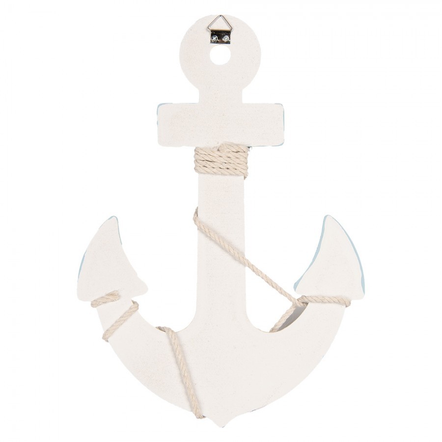 Modro-bílá dřevěná dekorace kotva Anchor Nautic - 22*5*33 cm Clayre & Eef Modro-bílá dřevěná dekorace kotva Anchor Nautic - 22*5*33 cm Clayre & Eef