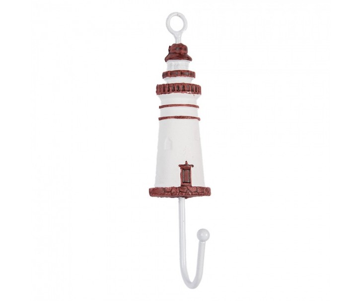 Nástěnný háček zdobený majákem Lighthouse Nautic - 4*4*18 cm Clayre & Eef