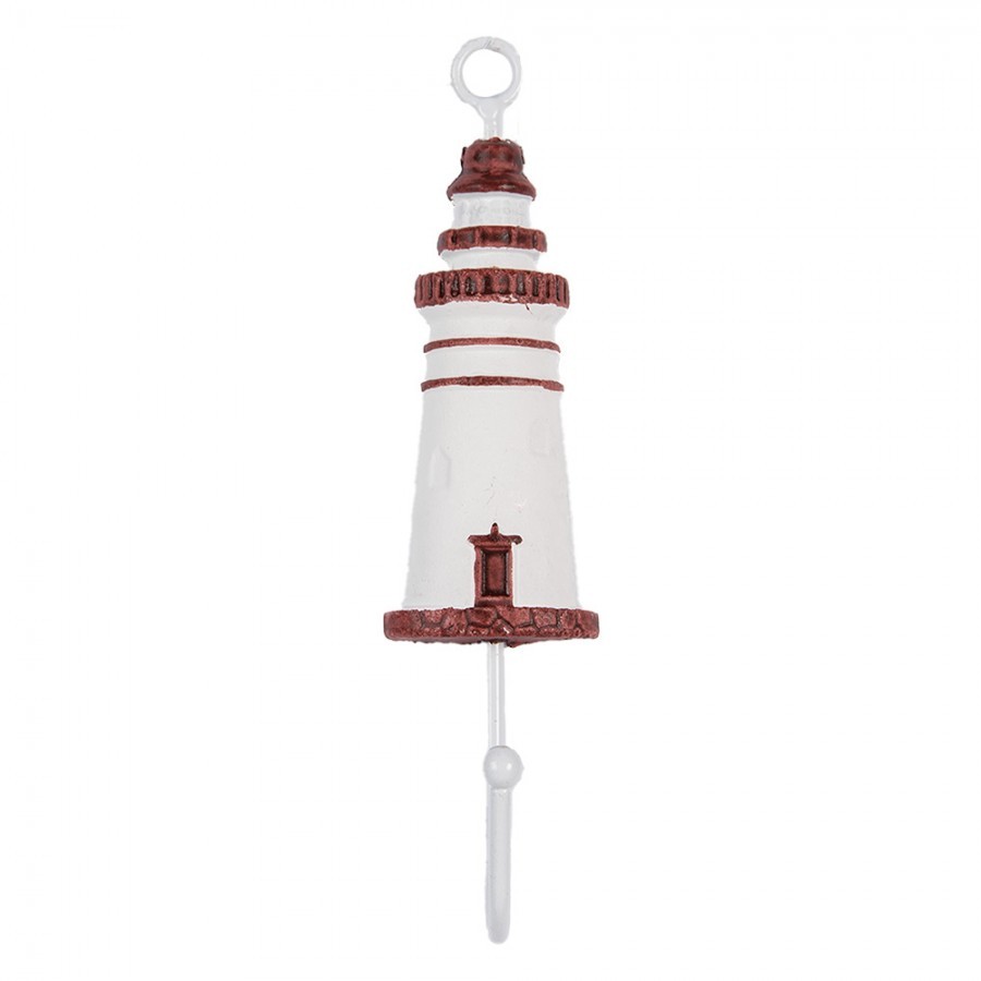Nástěnný háček zdobený majákem Lighthouse Nautic - 4*4*18 cm Clayre & Eef Nástěnný háček zdobený majákem Lighthouse Nautic - 4*4*18 cm Clayre & Eef