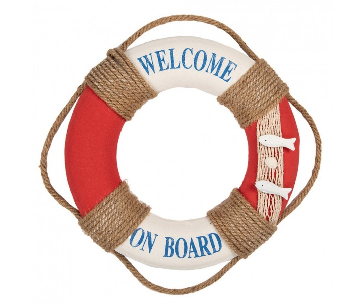 Bílo-červená dekorace záchranný kruh Lifebuoy Nautic - Ø 37*7 cm