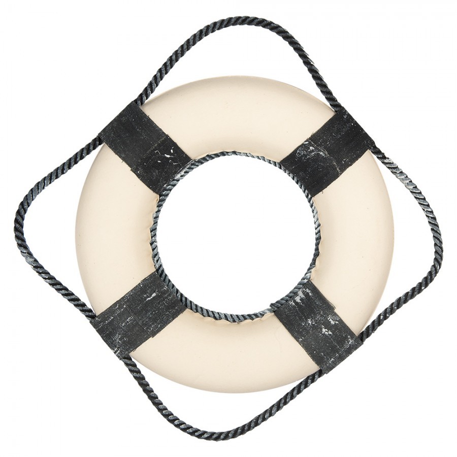 Bílo-modrá dekorace záchranný kruh Lifebuoy Nautic - Ø 31*6 cm Clayre & Eef Bílo-modrá dekorace záchranný kruh Lifebuoy Nautic - Ø 31*6 cm Clayre & Eef