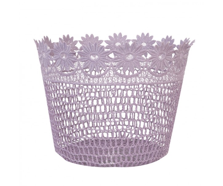 Fialkový háčkovaný košík - Ø 26*20 cm Clayre & Eef