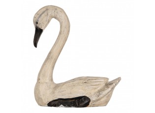 2ks béžová dřevěná dekorace Labuť Swan - 21*10*18 / 26*11*29 cm