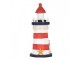 Bílo-červená dřevěná dekorace maják Lighthouse Nautic - Ø 9*19 cm Clayre & Eef