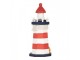 Bílo-červená dřevěná dekorace maják Lighthouse Nautic - Ø 9*19 cm Clayre & Eef