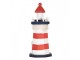 Bílo-červená dřevěná dekorace maják Lighthouse Nautic - Ø 9*19 cm Clayre & Eef