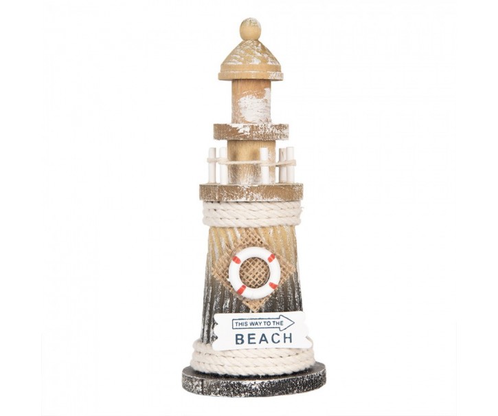 Dřevěná dekorace maják Lighthouse Nautic - Ø 8*19 cm Clayre & Eef