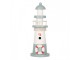 Bílo-modrá dřevěná dekorace maják Lighthouse Nautic - Ø 8*22 cm Clayre & Eef