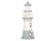Bílo-modrá dřevěná dekorace maják Lighthouse Nautic - Ø 8*22 cm Clayre & Eef