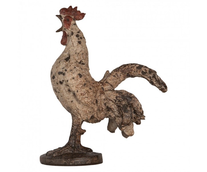 Béžová antik dekorace kokrhající kohout - 26*13*33 cm Clayre & Eef
