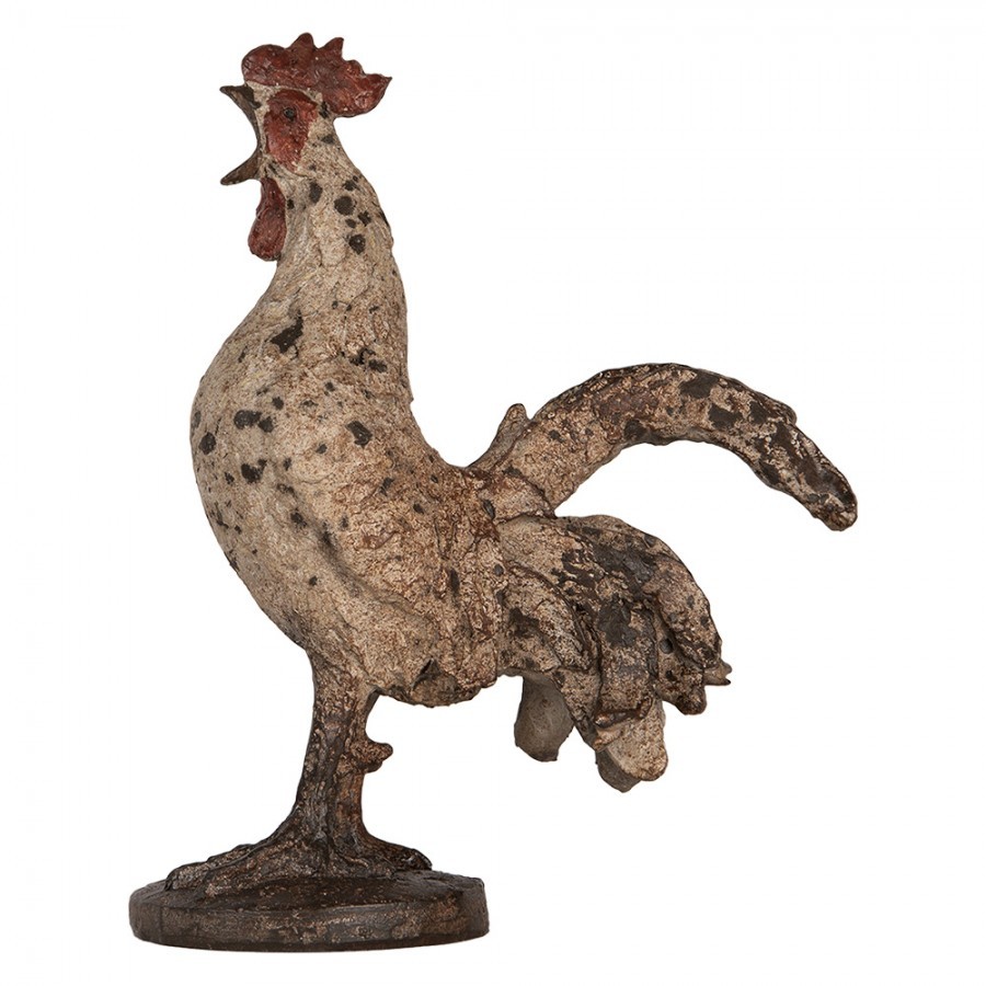 Béžová antik dekorace kokrhající kohout - 26*13*33 cm