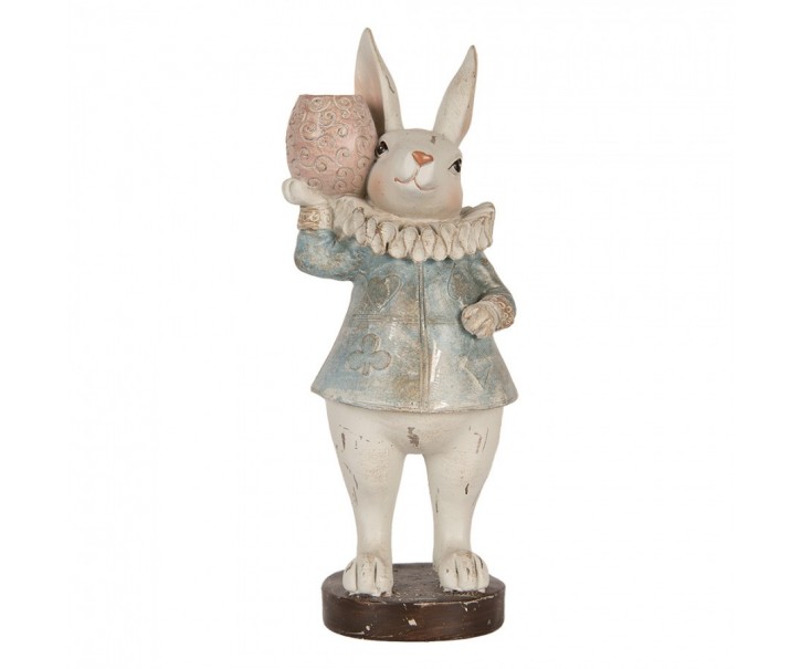 Dekorace figurka králík v modrém kabátku - 11*10*29 cm Clayre & Eef