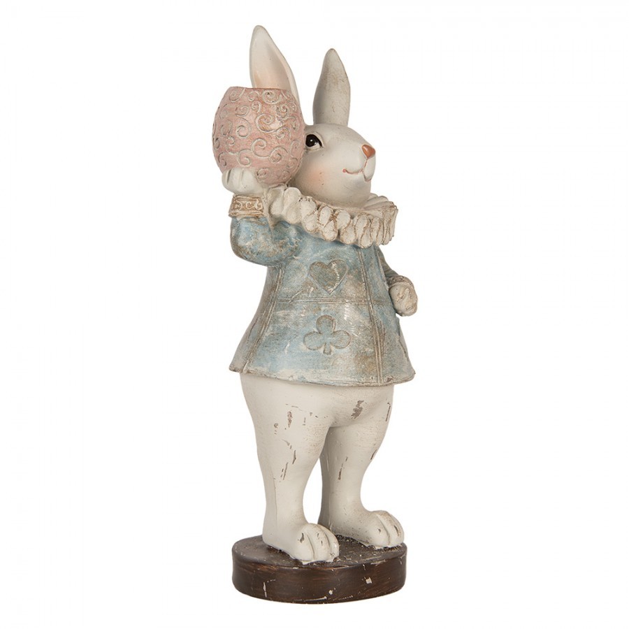 Dekorace figurka svícen králík v modrém kabátku - 11*10*29 cm Clayre & Eef Dekorace figurka svícen králík v modrém kabátku - 11*10*29 cm Clayre & Eef