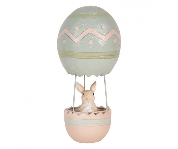 Růžovo-modrá dekorace králík v balónu - Ø 12*25 cm Clayre & Eef