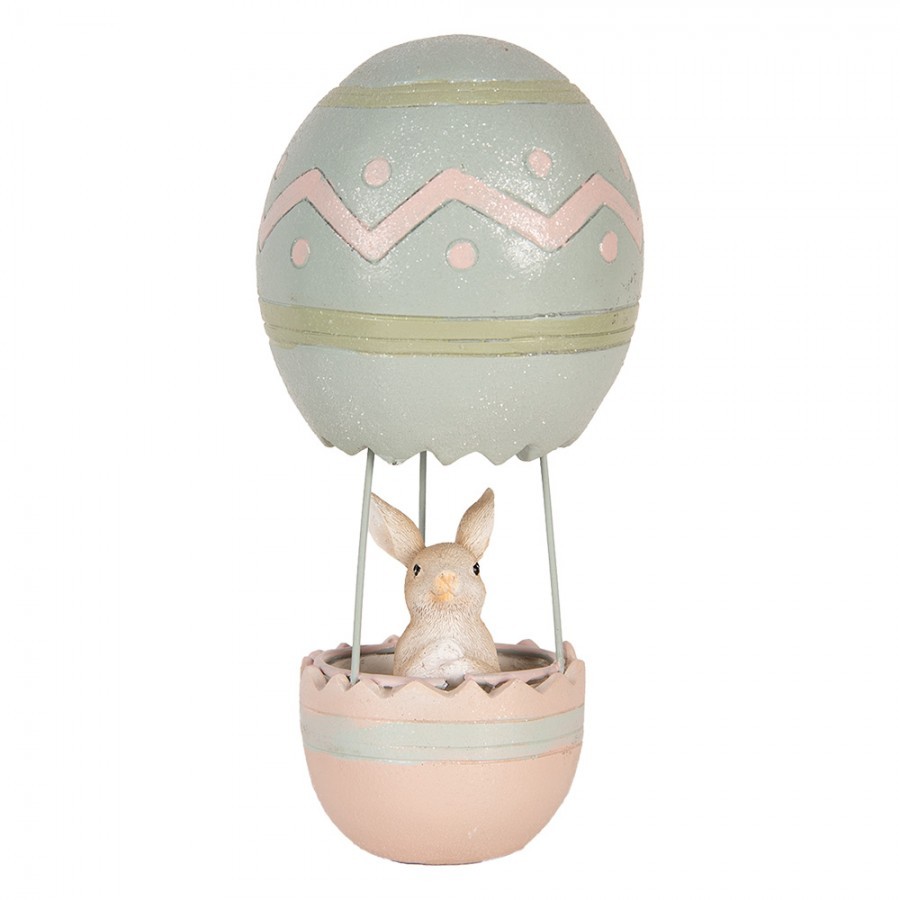 Růžovo-modrá dekorace králík v balónu - Ø 12*25 cm