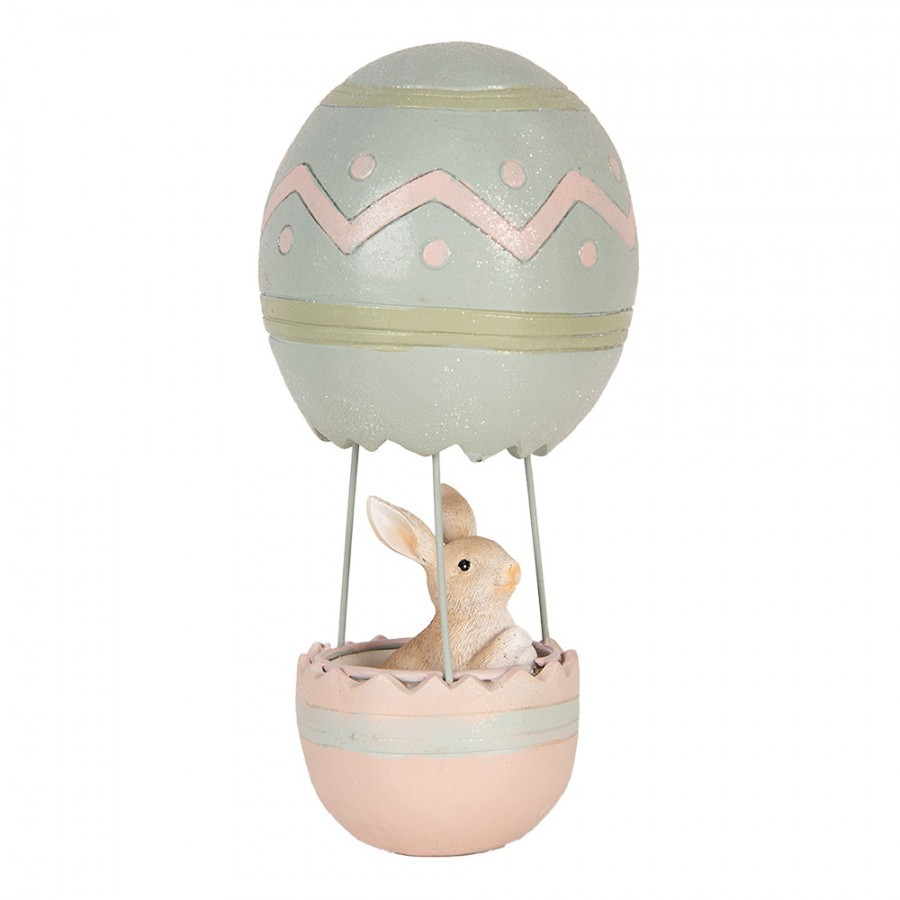 Růžovo-modrá dekorace králík v balónu - Ø 12*25 cm Clayre & Eef Růžovo-modrá dekorace králík v balónu - Ø 12*25 cm Clayre & Eef