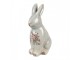 Zelená keramická dekorace králík s květy Floria L - 16*12*27 cm Clayre & Eef