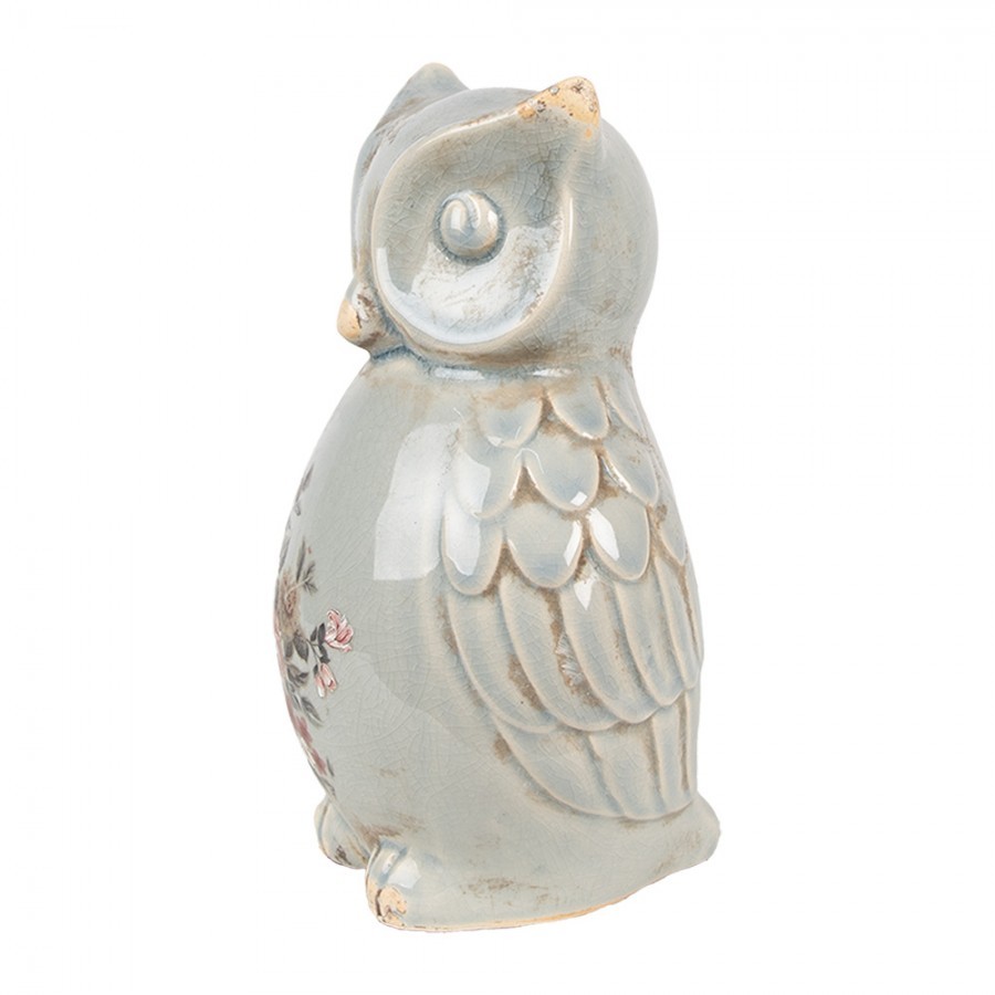 Zelená keramická dekorace sova s květy Floria L - 13*12*22 cm Clayre & Eef Zelená keramická dekorace sova s květy Floria L - 13*12*22 cm Clayre & Eef