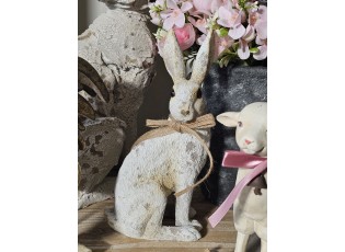 Dekorace béžový sedící králík s mašlí Rabbit Bow - 14*10*26 cm