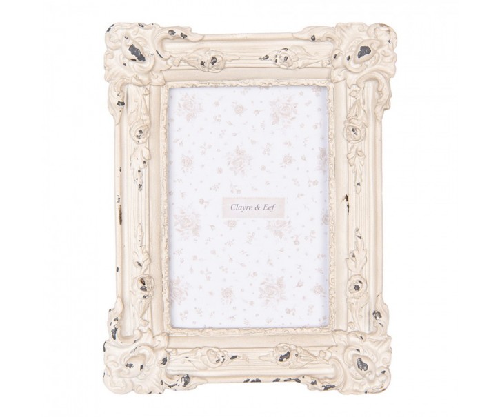Béžový antik fotorámeček zdobený růžemi Rose - 17*3*21 cm / 10*15 cm Clayre & Eef