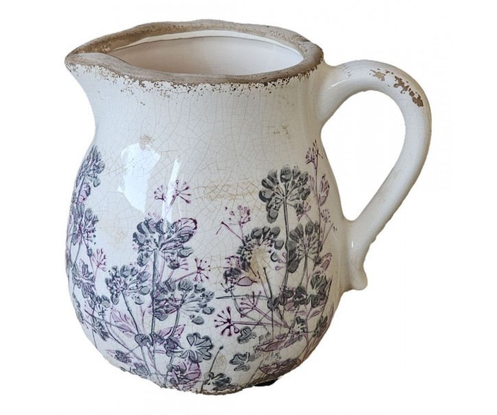 Béžový keramický džbán s růžemi Rossinia M - 16*13*15 cm Posiwio