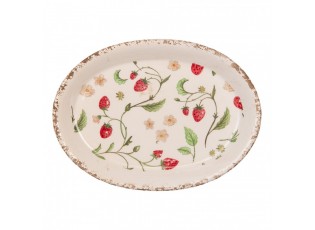 Keramický oválný podnos s jahůdkami Wild Strawberries - 25*18*3cm