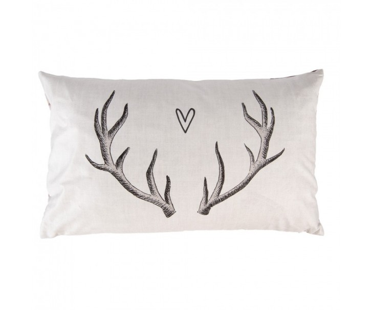 Béžový povlak na polštář s parožím Love Deer - 30*50 cm Clayre & Eef