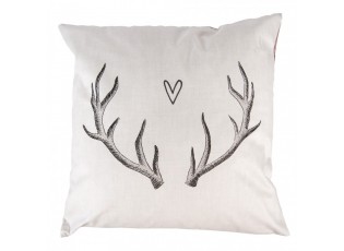 Béžový povlak na polštář s parožím Love Deer - 45*45 cm