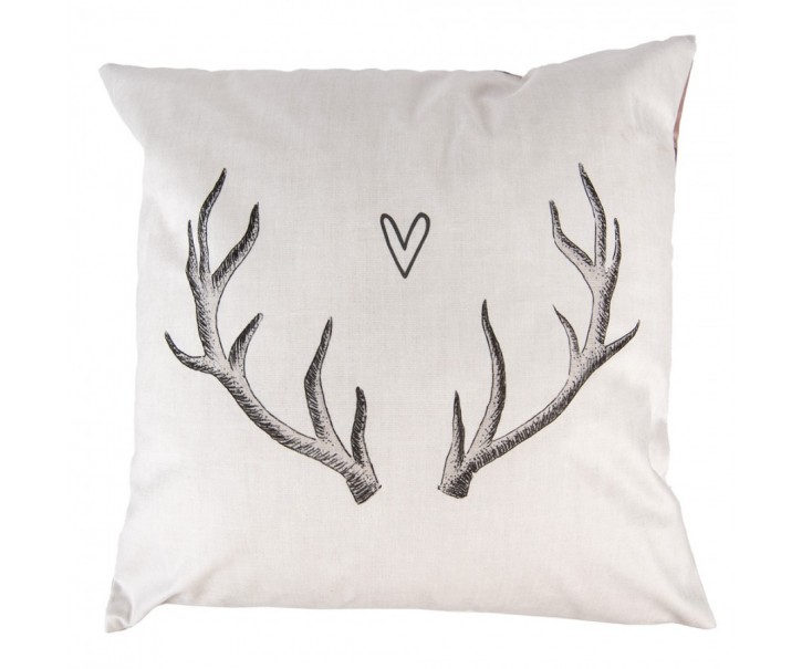 Béžový povlak na polštář s parožím Love Deer - 45*45 cm Clayre & Eef